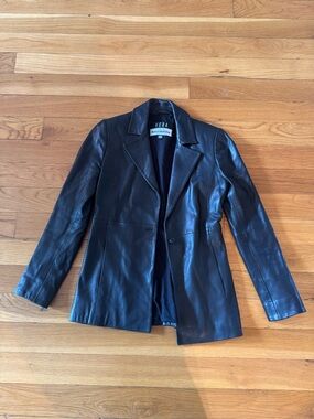 Reformation Black Leather Blazer Jacket